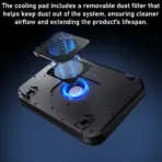 GAMDIAS AETHER P1 PRO Laptop Cooling Pad With 2600RPM Turbo Fan, 45.3 CFM Airflow, USB Type-C Power, LCD Control Panel, 6 RGB Modes, 3 Height Levels, 12–19 Inch Support | BLACK  - Image 9