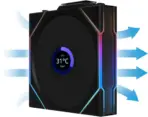 Lian Li UNI Fan TL LCD 120 Wireless - Triple Pack - 2.4 GHz Wireless Controller Included - Daisy Chain & Infinity Mirror Design - LCD Display - Controller required. - Black (12TLLCD1W3B) - Image 4