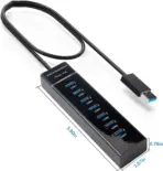 7-Port USB 3.0 Hub - USB Data Hub USB Splitter 7x USB 3.0 Hub with Long Cable 120 cm for Laptop, PC, MacBook, Mac Pro, Mac Mini, iMac, Surface Pro and More USB Devices - Image 6
