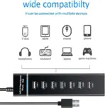7-Port USB 3.0 Hub - USB Data Hub USB Splitter 7x USB 3.0 Hub with Long Cable 120 cm for Laptop, PC, MacBook, Mac Pro, Mac Mini, iMac, Surface Pro and More USB Devices - Image 5