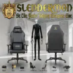 APEX SEAT SLENDERMAN Gaming Chair With PU Leather + Velvet + Suede Upholstery ,  90–155°  Recline , 2D Armrests,  Class 4 Gas Lift, Metal Frame , Memory Foam  , Backrest Cushion & Magnetic Headrest Included | SLEEK BLACK ~ AP-2155
