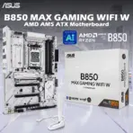 ASUS B850 MAX GAMING WIFI W - AMD AM5 ATX Motherboard, For Ryzen 9000/8000/7000, DDR5 8000+ MT/s, PCIe 5.0 x16, Triple M.2, WiFi 6E, 2.5Gb LAN, USB 10Gbps Type-C, DisplayPort, HDMI, BIOS FlashBack, Aura Sync