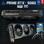 ASUS Prime GeForce RTX 5060 8GB GDDR7 OC Edition With Triple Axial-Tech Fans, 614 TOPs AI Performance , 2595MHz OC Mode , 3840 CUDA Core , Dual-BIOS, MaxContact Cooling, DLSS 4 AI Acceleration, PCIe 5.0, 4 Display Outputs 