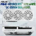 ASUS Prime GeForce RTX 5070 White OC Edition 12GB GDDR7 Graphics Card – AI 988 TOPS, 2587MHz OC Mode, 6144 CUDA Core, DLSS 4, PCIe 5.0, 2.5-Slot SFF Design, Dual BIOS, Axial-Tech Cooling, Blackwell Architecture Powerhouse