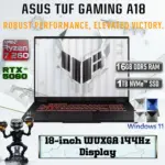 ASUS TUF Gaming A18 FA808UM -- AMD Ryzen 7 260 | 16GB DDR5 RAM , 1TB PCIe 4.0 SSD | RTX 5060 ( 8GB) | 18-inch WUXGA 144Hz Display | Backlit Chiclet Keyboard 1-Zone RGB | Windows 11 Home | JAEGER GRAY 