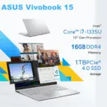 ASUS Vivobook 15 F1504V Intel® Core i5-1334U | 8GB DDR4 RAM , 512GB NVMe® SSD | 15.6-inch FHD IPS Display | Windows 11 | COOL SILVER  ● F1504VA-WS51 ● Factory Refurb 