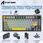 ATTACK SHARK X820 Ultra 75% Tri-Mode Gasket Mechanical Keyboard With Smart TFT Display, Metal Knob, Hot-Swappable Linear "SHARK" Switches, 4000mAh Battery, And RGB Backlight | Star Black