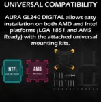 Gamdias Aura GL240 Digital WH Liquid Cooler With 2.1-Inch Real-Time Display, Dual 120mm PWM ARGB Fans, Upgraded Copper Base, 73.7 CFM Airflow, LGA 1851 And AM5 Support | WHITE - Image 5
