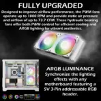 Gamdias Aura GL240 Digital WH Liquid Cooler With 2.1-Inch Real-Time Display, Dual 120mm PWM ARGB Fans, Upgraded Copper Base, 73.7 CFM Airflow, LGA 1851 And AM5 Support | WHITE - Image 4