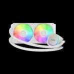 GAMDIAS AURA GL240 V2 Liquid CPU Cooler, ARGB 240 Radiator, 2 x 120mm PWM Fans, Mirror Style Pump for Intel/AMD Ryzen - WHITE - Image 2