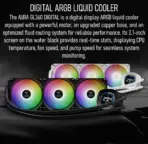 GAMDIAS AURA GL360 Digital Liquid Cooler With 2.1” Real-Time Display, ARGB PWM Fans, Copper Base, 73.7 CFM Airflow, 396mm Radiator, AM5 & LGA 1851 Support, Zeus Cast Software | BLACK - Image 2