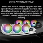GAMDIAS AURA GL360 Digital WH Liquid Cooler With 2.1” Real-Time Display, ARGB PWM Fans, Copper Base, 73.7 CFM Airflow, 396mm Radiator, AM5 & LGA 1851 Support, Zeus Cast Software | WHITE  - Image 2