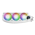 GAMDIAS AURA GL360 Digital WH Liquid Cooler With 2.1” Real-Time Display, ARGB PWM Fans, Copper Base, 73.7 CFM Airflow, 396mm Radiator, AM5 & LGA 1851 Support, Zeus Cast Software | WHITE  - Image 9