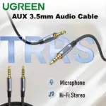 UGREEN AUX 3.5mm Audio Braided 4-Pole Cable with TRRS Stereo Aux Jack , 5 meters Hi-Fi Shielded Male-To-Male Cord With Mic Support, Gold-Plated Plugs, Nylon Braid, Universal Compatibility |  90788 