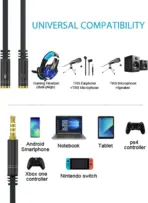 3.5mm Combo Audio Adapter Y Splitter TRRS Cable for PS4, Xbox One, Tablet, Mobile Phone, PC Gaming Headsets and Laptop  - Image 3