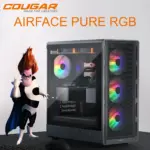 Cougar Airface Pure RGB Compact ATX Mid-Tower Case With 4 Preinstalled RGB Fans, Up to 240mm Radiator Support, 320mm GPU Clearance, SSD/HDD Support, Sleek Perforated Panel | BLACK 