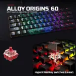 HyperX Alloy Origins 60 - Mechanical Gaming Keyboard, Ultra Compact 60% Form Factor, Double Shot PBT Keycaps, RGB LED Backlit, NGENUITY Software Compatible - Linear HyperX Red Switch . Black