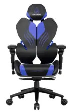 APEX SEAT EisenHart  Gaming Chair With 5D Chrome Armrests, Weight-Activated Recline, Customizable Multi-Tilt & Height , PU Casters, Matte Aluminum Base, Cashmere Leather Finish , 180KG Weight Capacity | Black with Indigo Accents  - Image 3