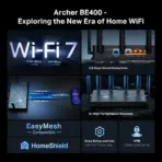 TP-Link BE6500 Archer-BE400 Dual-Band Wi-Fi 7 Router With 6.5Gbps Speeds, 5GHz/2.4GHz Bands, 2×2.5G Ports, 6 External Antennas, EasyMesh, Multi-Link Operation, HomeShield Security - Image 2
