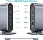 12-in-1 USB-C Docking Station with 4K HDMI, 100W PD, Ethernet, VGA, USB 3.0, Audio, SD/TF Card Reader, Compatible with Laptops & Desktops - Image 2
