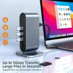 12-in-1 USB-C Docking Station with 4K HDMI, 100W PD, Ethernet, VGA, USB 3.0, Audio, SD/TF Card Reader, Compatible with Laptops & Desktops - Image 3