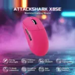 ATTACK SHARK X8SE Wireless Gaming Mouse With PAW3311 Sensor, 25,000 DPI, 1000Hz Polling Rate, Tri-Mode Connectivity, And 500mAh Battery | Berry Red - Image 2
