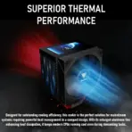 GAMDIAS BOREAS M2-61L Air Cooler With 4.3" IPS LCD Display, 6 Heatpipes, 80.83 CFM PWM Fan, Copper Base, 160mm Height, Zeus Cast Software, LGA 1851 & AM5 Compatible | BLACK - Image 6