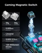 GravaStar Mercury V75 Pro Hall Effect Gaming Keyboard With Gateron HE Magnetic Jade Switch, 8000Hz Polling Rate, 0.005mm Precision, 256K Scan Rate, Adjustable Actuation, Rapid Trigger, RGB Lighting, Semi-Aluminum Build | Cyberpunk - Image 3