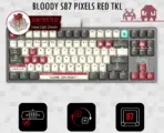 BLOODY S87 PIXELS RED TKL Gaming Keyboard – 87 Keys, RGB, Red BLMS Switch, Hot-Swappable, White Backlit, 4M Onboard Memory, PBT Keycaps, N-Key Rollover, Wired USB