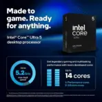 CPU Intel® Core™ Ultra 5 245KF Arrow Lake Processor  - 14 cores (6 P-cores + 8 E-cores) up to 5.2 GHz - LGA 1851 - 125W Thermal Power Design - Intel Graphics - BOXED Desktop Processor | 1 YEAR WARRANTY - Image 2