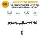 NB M053 Triple Monitor Desk Mount | Fits 17”-27” | 360° Rotation | 3 Arms | VESA 75x75 / 100x100 | Heavy Base | Tilt | Portrait Mode | Foldable Arm