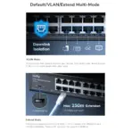 CUDY 16-Port Gigabit Unmanaged Switch with VLAN/Extend and Fanless Cooling ; Default/VLAN/Extend Modes ; 250 Meters Transmission ; VLAN for Clients Isolation ;  Desktop, Rack-Mount | BLACK GS1016 3.0 | NO WARRANTY - Image 2