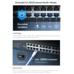 CUDY 24-Port Gigabit Unmanaged Switch - 24 GbE switch with VLAN/Extend functions and Fanless Cooling  -  Default/VLAN/Extend Modes - 250 Meters Transmission - Clients Isolation VLAN | BLACK GS1024 3.0 | NO WARRANTY - Image 2