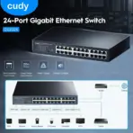 CUDY 24-Port Gigabit Unmanaged Switch - 24 GbE switch with VLAN/Extend functions and Fanless Cooling  -  Default/VLAN/Extend Modes - 250 Meters Transmission - Clients Isolation VLAN | BLACK GS1024 3.0 | NO WARRANTY