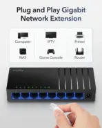 CUDY GS108D Gigabit RJ45 8-Port Desktop Switch ; 10/100/1000 Mbps Non-blocking Ethernet Ports ; 170 meters of Gigabit Transmission ; A Plug and Play Network Hub ; Wall Mounting | BLACK | NO WARRANTY - Image 2