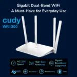 CUDY WR1300 3.0 AC1200 Gigabit Mesh Wi-Fi Router ;  4-Stream Dual-Band Wi-Fi ;  867 Mbps + 300 Mbps Wi-Fi ;  5× Gigabit Ethernet Ports ;  4× High-Gain Antennas ;  50 Connected Devices ;  Covers 100m² ; Cudy Mesh, VPN Server and Client ; Cudy App, Cloud Control | NO WARRANTY