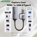 UGREEN Capture Card HDMI To USB-A Type-C FHD 1080P 60FPS - 4K Input, Dual USB Interface, Plug & Play, Low-Latency Streaming, Compatible With Switch 2/PS5/Xbox/PC/Mac | CM716-25854 