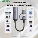 UGREEN Capture Card HDMI To USB-A Type-C FHD 1080P 60FPS - 4K Input, Dual USB Interface, Plug & Play, Low-Latency Streaming, Compatible With Switch 2/PS5/Xbox/PC/Mac | CM716-25854 