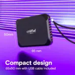 Crucial X9 2TB Portable SSD - Reads up to 1050MB/s - Lightweight and Small Storage for backups, Videos and Photos with Mylio Photo Management Offer - PC and Mac - USB 3.2 - External Solid State Drive - Image 4