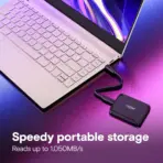 Crucial X9 2TB Portable SSD - Reads up to 1050MB/s - Lightweight and Small Storage for backups, Videos and Photos with Mylio Photo Management Offer - PC and Mac - USB 3.2 - External Solid State Drive - Image 3
