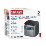 Promate CubeCast Ultra-Mini 1080P Wireless DLP Projector – Android 7.1, Touch Controls, Auto Keystone, Bluetooth 5.0, HDMI, Built-in Speaker, 3300mAh Battery, Tripod Included - Image 12