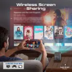 Promate CubeCast Ultra-Mini 1080P Wireless DLP Projector – Android 7.1, Touch Controls, Auto Keystone, Bluetooth 5.0, HDMI, Built-in Speaker, 3300mAh Battery, Tripod Included - Image 7