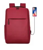 Business Slim Formal Laptop Backpack for up to 15.6 Inch - Durable Oxford Textile - USB Charging Port - Organized Compartments - Waterproof - Heavily Padded for Sensitive Electronics Impact Protection - RED