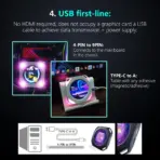 DR21 Mini Screen 2.1-Inch Type-C LCD Water-Cooling Auxiliary Display With 480×480 Resolution, USB One-Wire Link, IPS Metal Build, 1000+ Themes, Dynamic Video, DIY Carousel & Win7+ Support | BLACK ~ MIRABOX-DR21  - Image 5