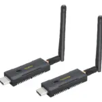 Wireless HDMI Extender Kit 150-meters Range Full HD 1920x1080@60Hz HDMI 1.3 HDCP 1.2 Plug And Play TX RX With Upgraded Chip Antenna No WiFi Needed Open Space Transmission | BLACK 