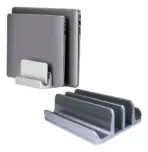 N17-2 4-Slot Vertical Laptop Stand – Space-Saving Aluminum Holder for Laptops & Tablets, Durable & Protective, Silver Finish - Image 2