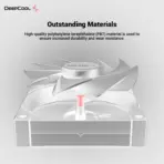 DeepCool FD14 WH 140mm 3x FROST WHITE Fans ; 25.2 dB(A) Noiseless ; High Performance 4-Pin PWM Fan Outfitted With 8-Pin Connection In Frame To Daisy Chain ; Corner Rubber Pads | Pack of 3 Fans  - Image 10