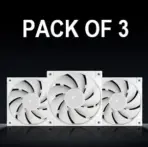 DeepCool FD14 WH 140mm 3x FROST WHITE Fans ; 25.2 dB(A) Noiseless ; High Performance 4-Pin PWM Fan Outfitted With 8-Pin Connection In Frame To Daisy Chain ; Corner Rubber Pads | Pack of 3 Fans  - Image 2