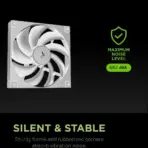 DeepCool FD14 WH 140mm 3x FROST WHITE Fans ; 25.2 dB(A) Noiseless ; High Performance 4-Pin PWM Fan Outfitted With 8-Pin Connection In Frame To Daisy Chain ; Corner Rubber Pads | Pack of 3 Fans  - Image 4