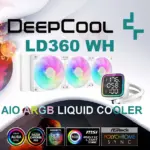 DeepCool LD360 WH ARGB AIO WHITE LIQUID COOLER : Large Display with ARGB Halos for CPU Status ,  3x ARGB PWM Fans , 5th Generation High-Performance Pump up to 3400 RPM , Pre-applied Thermal Paste | WHITE